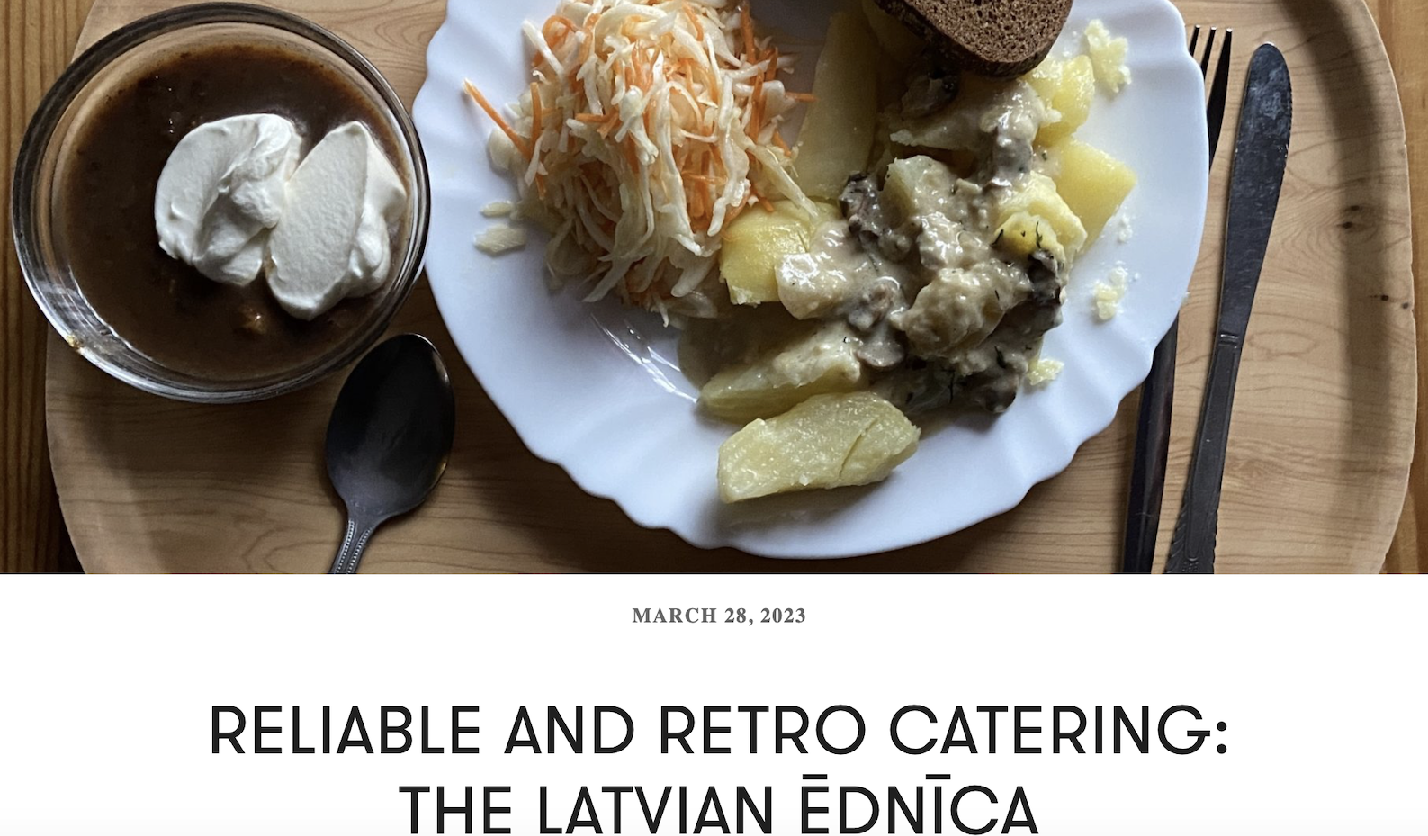 screenshot of an article about the latvian cafeteria